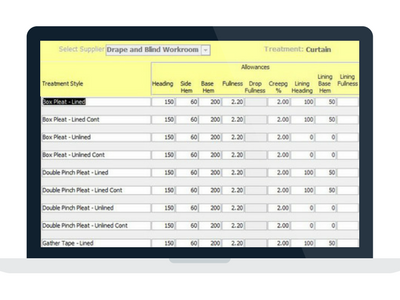 Drape and Blind Software systems are customized with your product and pricing. No set-up required with DBs.